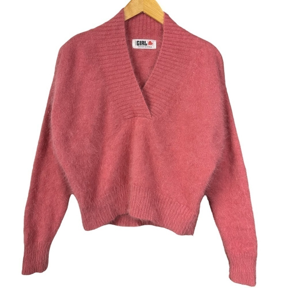 Chelsea Girl Pink Cute Korean Oversized Fuzzy Soft Vneck Sweater Women Onesize